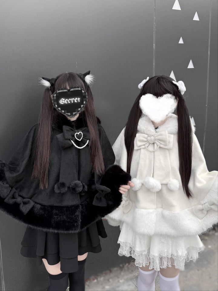 Kawaii Cat Ear Hooded Winter Cape 43984:791409