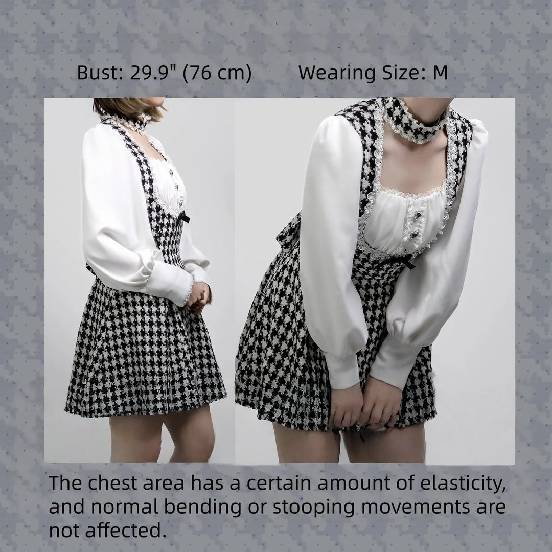 Jirai Kei Houndstooth Dress, Non Detachable Choker 45266:843450