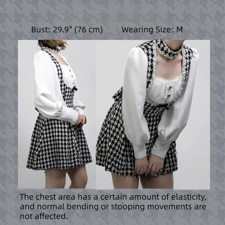 Jirai Kei Houndstooth Dress, Non Detachable Choker 45266:843450