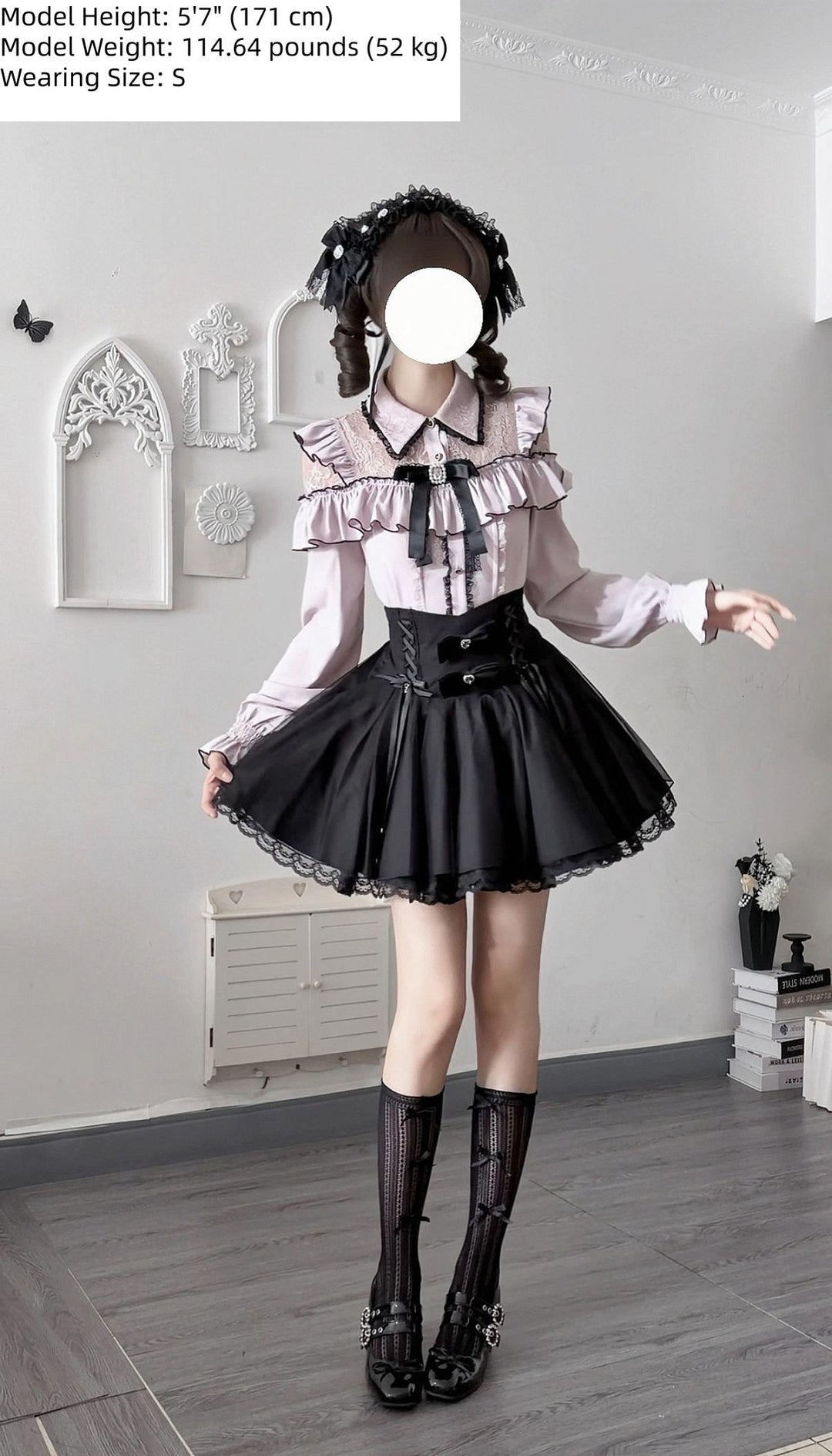 Seiso Kei Pink Blouse & Mermaid Skirt, Lace & Ruffles 45933:870835
