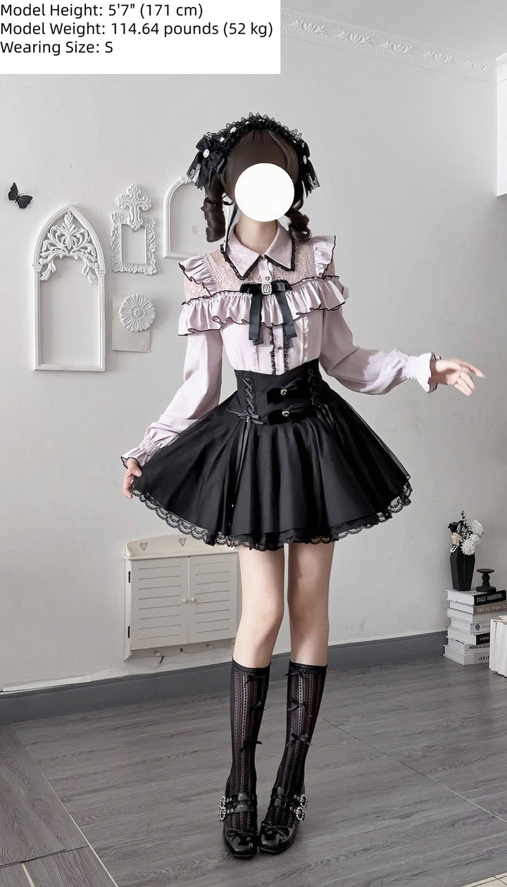 Seiso Kei Pink Blouse & Mermaid Skirt, Lace & Ruffles 45933:870835