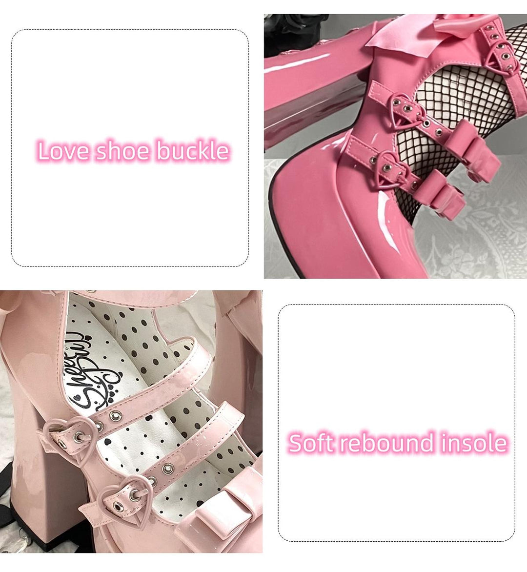 Lolita Spice Girls Black/Pink/White/Red High--heeled Shoes 22826:329482