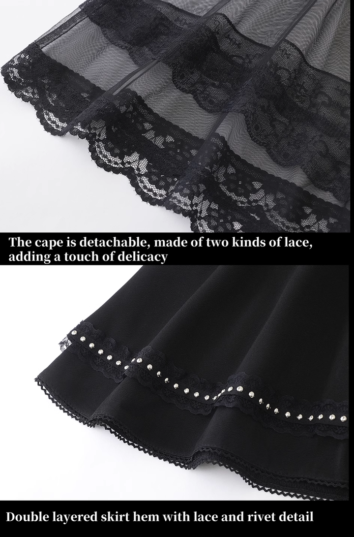 Jirai Kei Dress Angel Wing Collar Blouse Double Layered Skirt 39538:634880