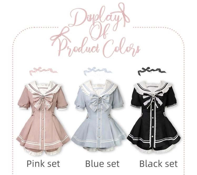 Jirai Kei Set Up Dress Short Sleeve Outfit Set Multicolor 37458:560326