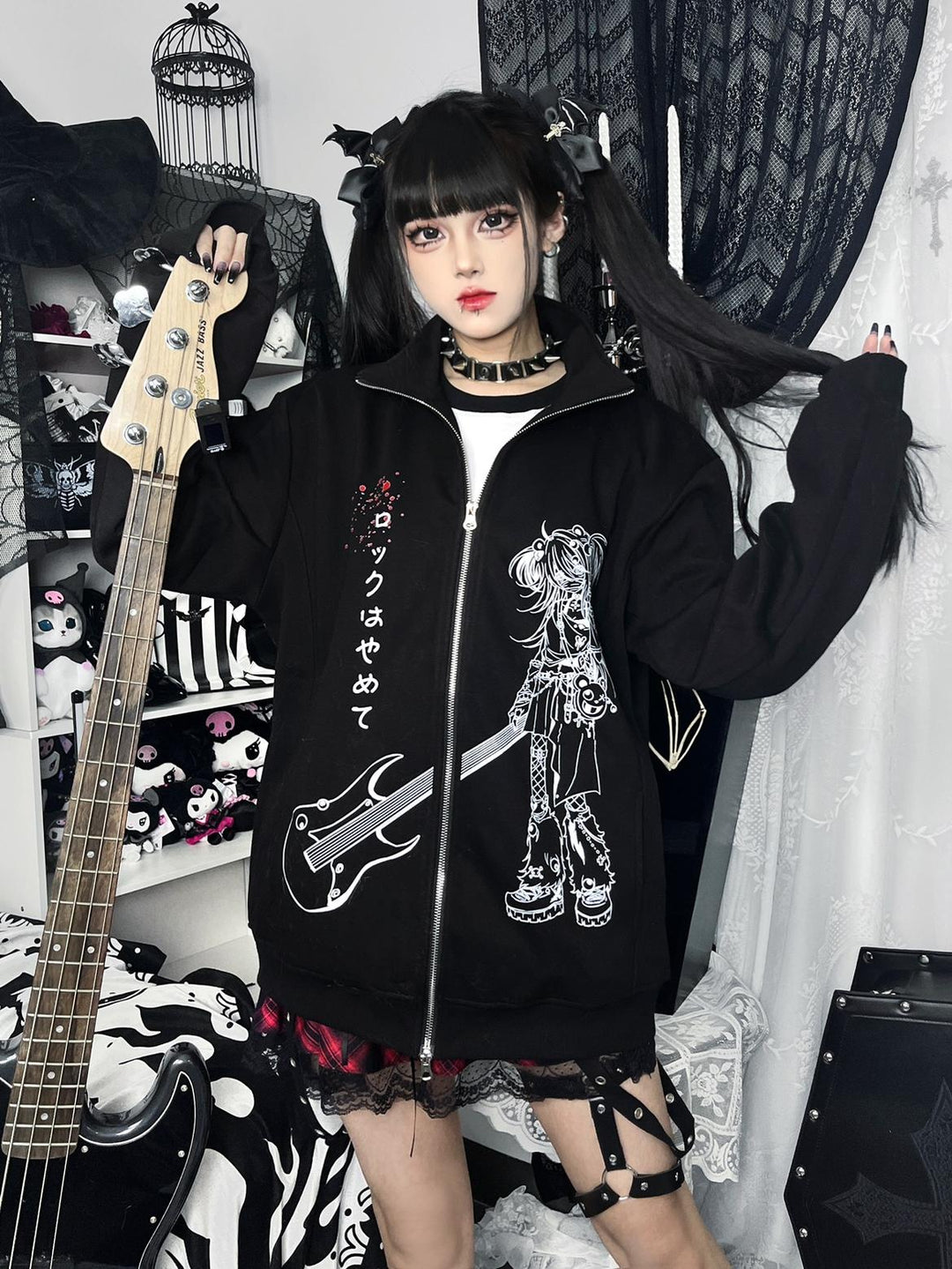 Yami Kawaii Hoodie Cotton Subculture Zip-up Jacket 35338:489184 35338:489184