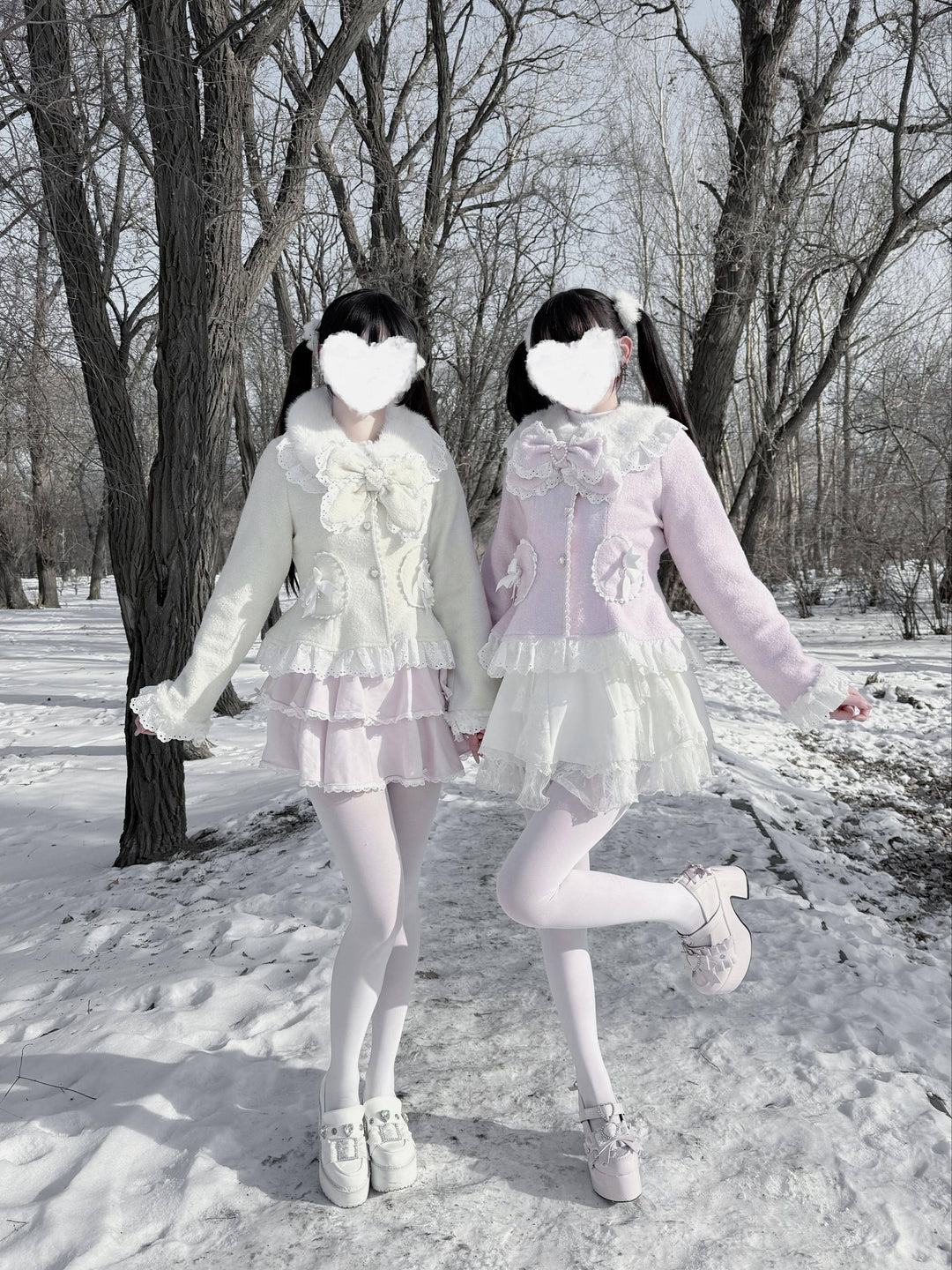 Wool-blend Ryousangata Short Coat, Heart-shaped Pockets 44681:819328