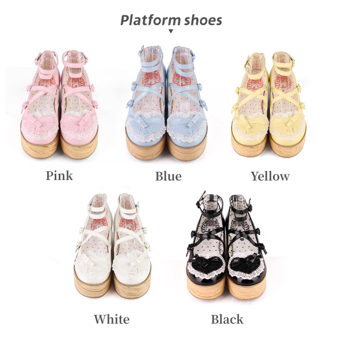 Lolita Shoes Platform Shoes Bow High Heels Shoes 35590:542258