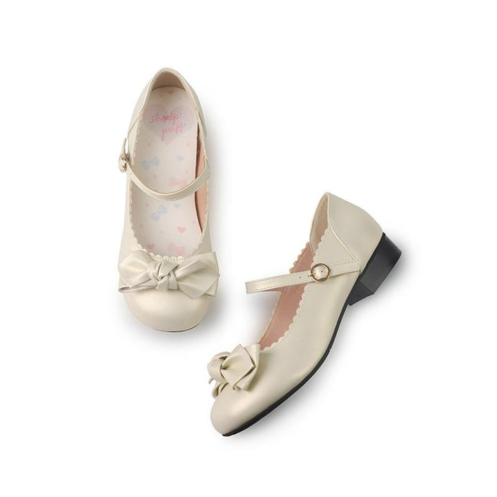 Lolita Shoes Round Toe Pink Shoe Butterfly Bow Beige Shoes (34 35 36 37 38 39 40 41) 37596:643808