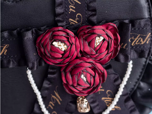 Lolita Handbag Heart Shaped Rose Crossbody Bag 35776:542134