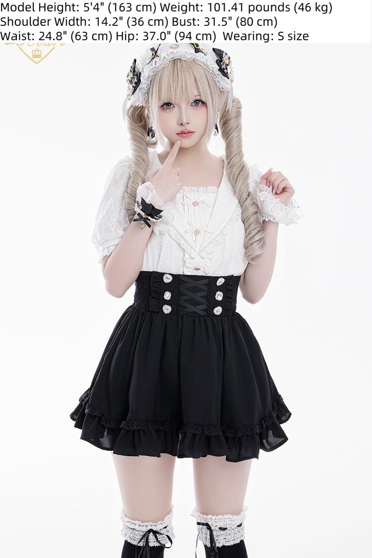 Lace Sailor Collar Jirai Kei Blouse, Heart Buttons 43586:780435