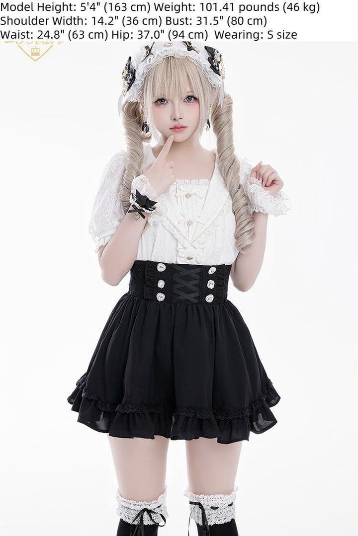 Lace Sailor Collar Jirai Kei Blouse, Heart Buttons 43586:780435