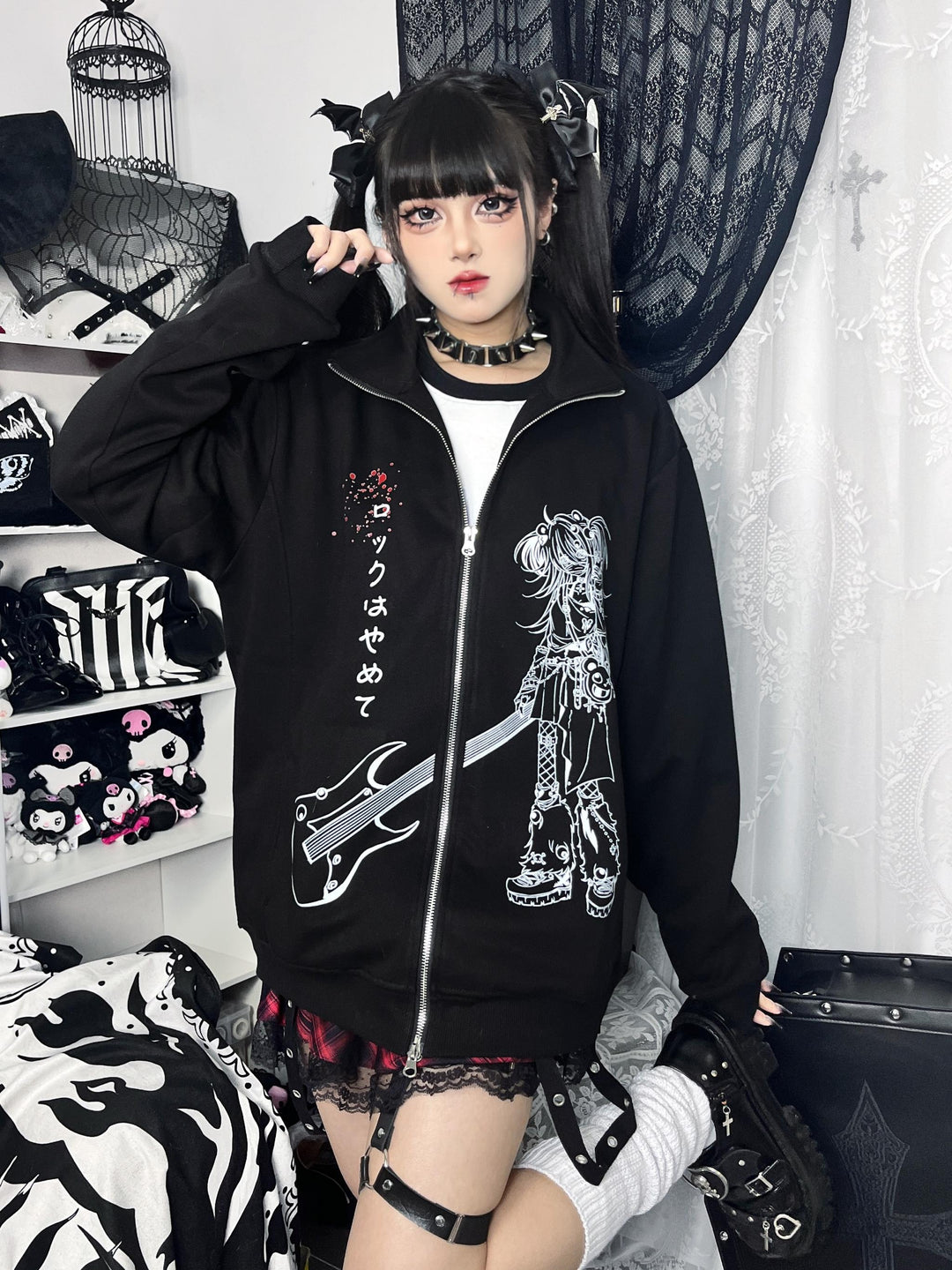 Yami Kawaii Hoodie Cotton Subculture Zip-up Jacket 35338:489196 35338:489196