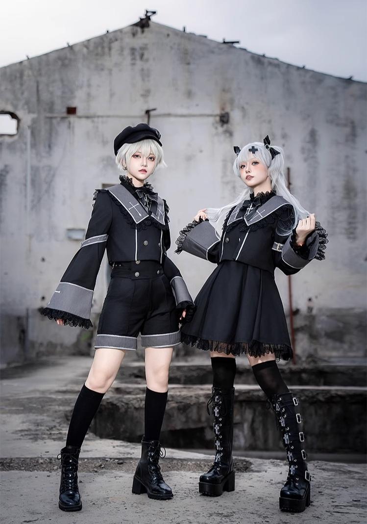 Ouji Lolita Outfit Set with Embroidery Jacket & Dress 43037:764882