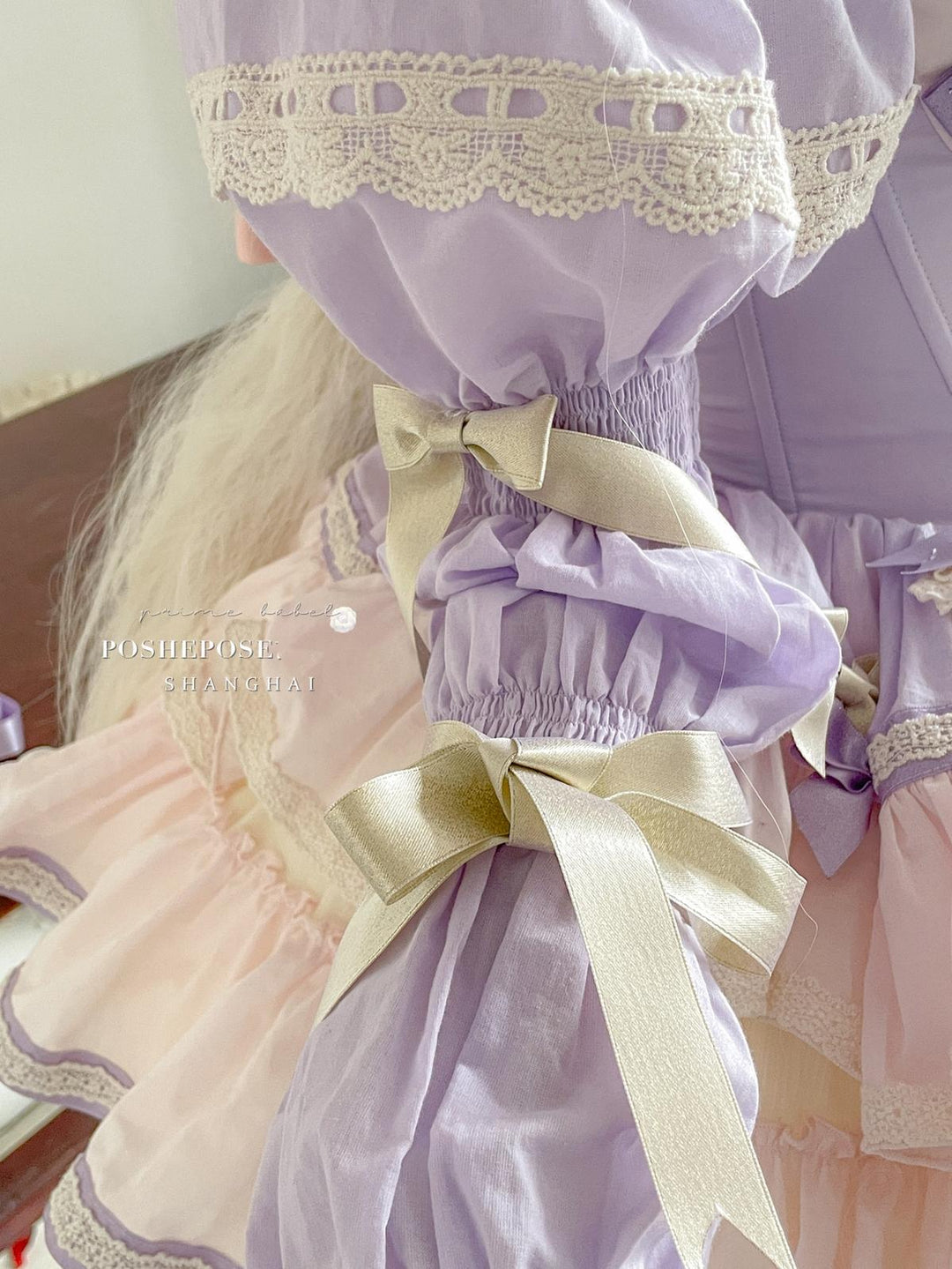 Lolita Dress Set Sweet Violet Pink Puffy Dress Corset Dress 36388:554794 36388:554794