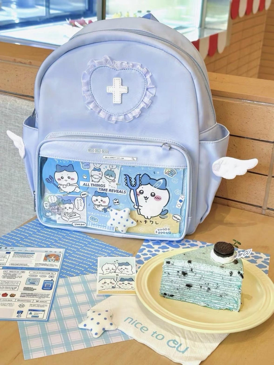 Tenshi Kaiwai Itabag Backpack Blue And Pink Bag 38278:588588