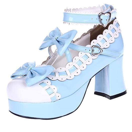 Lolita High Heels Shoes Lace Bow Shoes 4Colors 31654:370672 31654:370672