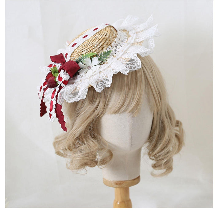 Mori Kei Straw Hat Lolita Strawhat Handmade Elegant Strawhat 36432:522352 36432:522352