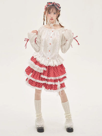 Sweet Lolita Blouse Lace Trim Shirt With Deatachable SLeeves 36158:569380
