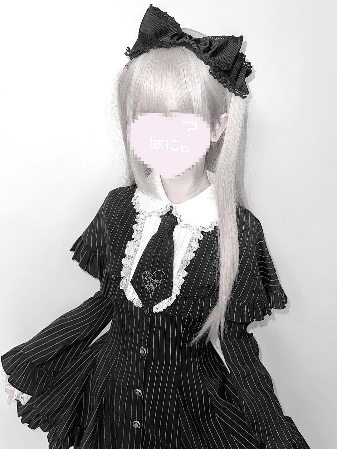 Jirai Kei Cape Dress Set, Detachable Embroidered Tie 44586:814412