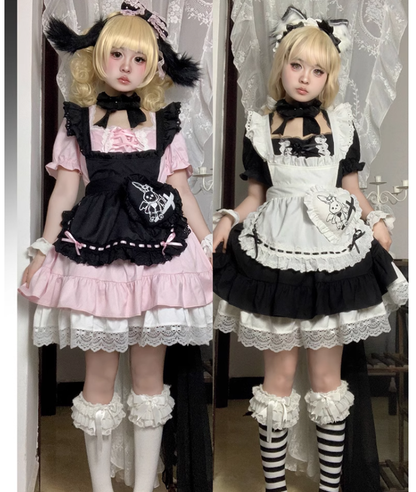 Sweet Lolita Dress Maid Apron Outfit Sweet Color-Block Dress 37560:564248