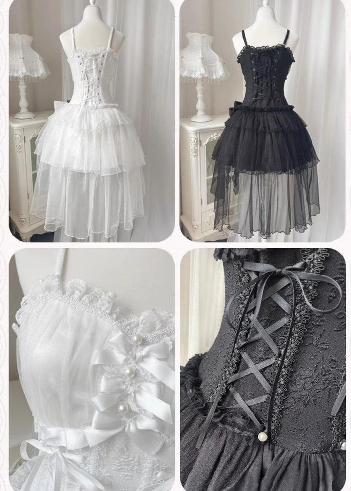 Gothic Lolita Dress Black White Corset Dress Rose JSK 36472:516052