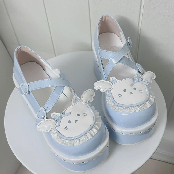 Lolita Platform Shoes Tenshi Kaiwai Thick-Soled Shoes (Blue / 34 35 36 37 38 39 40 41) 41580:704536