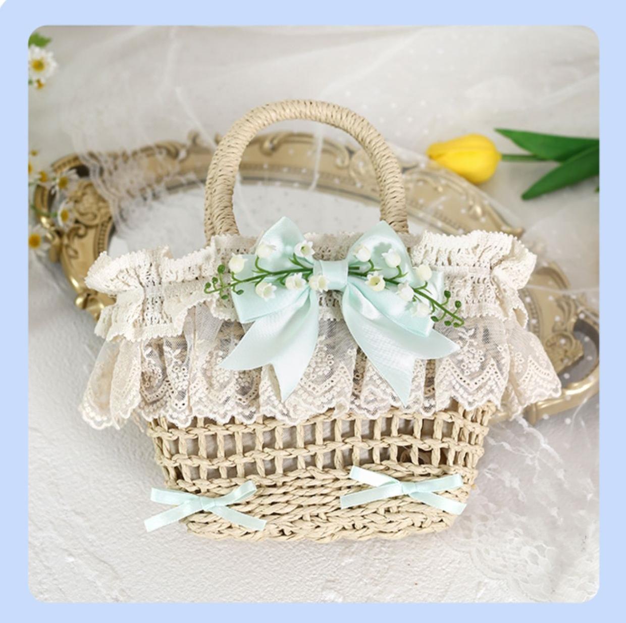 Mori Kei Bag Cottagecore Woven Bag Lolita Lace Bag 36442:522996