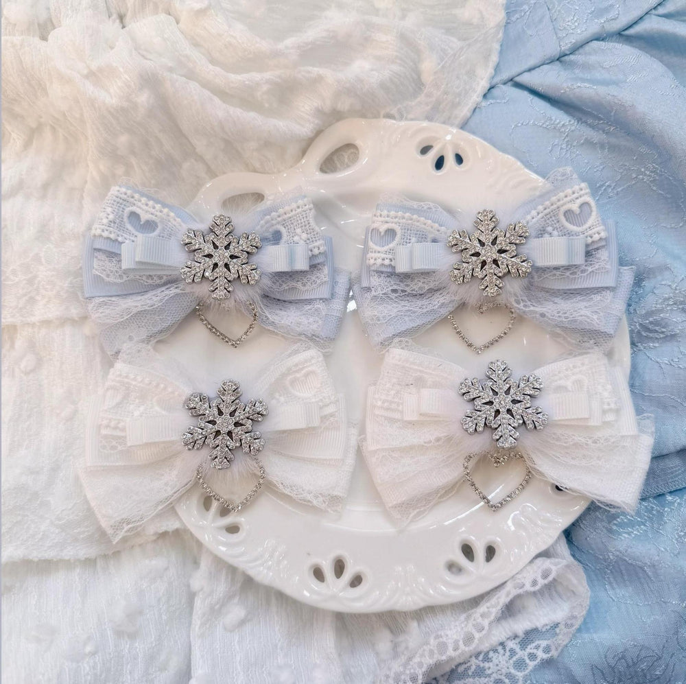 Jirai Kei Hair Clips, Snowflake Decoration and Fluffy Fur 45565:853824