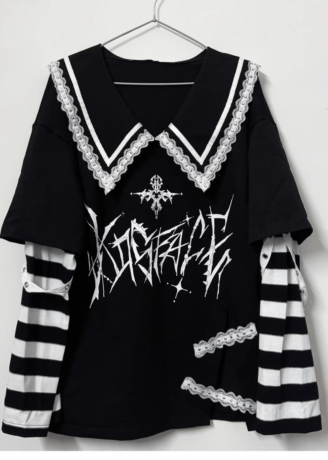 Jirai Kei Shirt Sub-cultural Lapel Long Sleeve Shirt (F) 35330:488452 (F) 35330:488452
