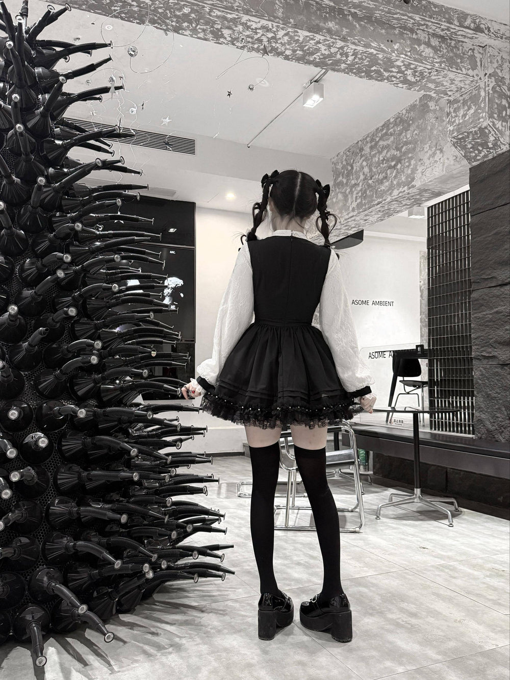 Faux 2-Piece Jirai Kei Dress, Detachable Overlay 44764:821964