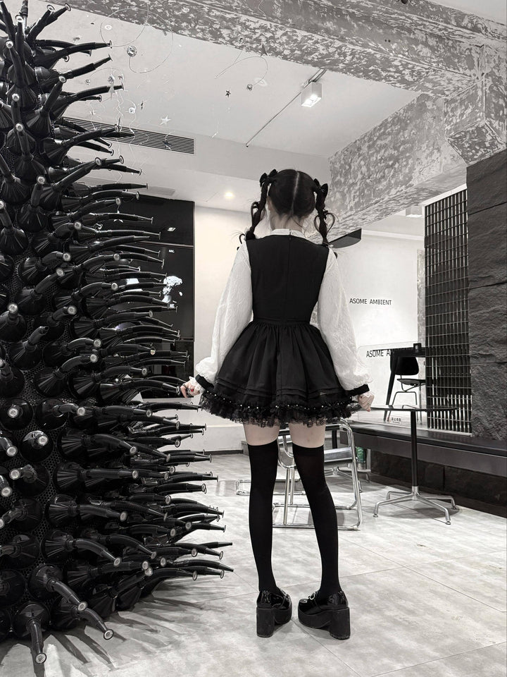 Faux 2-Piece Jirai Kei Dress, Detachable Overlay 44764:821964