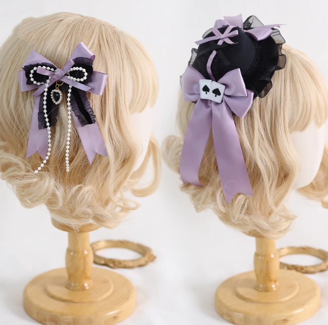 Gothic Lolita Headpiece Black Violet Hair Accessory Brooch 39116:613658