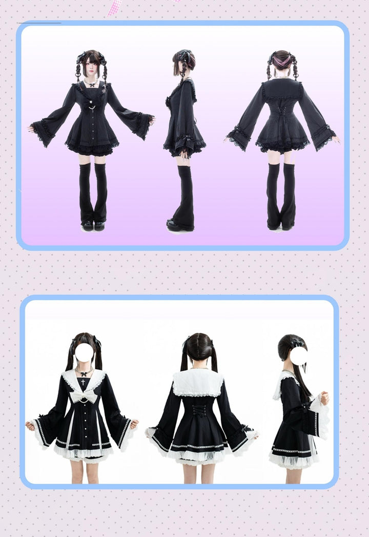 Jirai Kei Hime Sleeves Dress, Pocketed Shorts 44215:808565