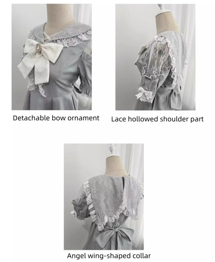 Jirai Kei Dress Set Short Sleeve Lace Dress And Shorts 37652:568112