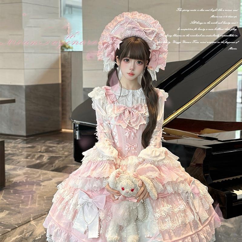 Sweet Lolita Pink JSK Doll-like Dress Princess Sleeve Blouse BNT 41170:697916