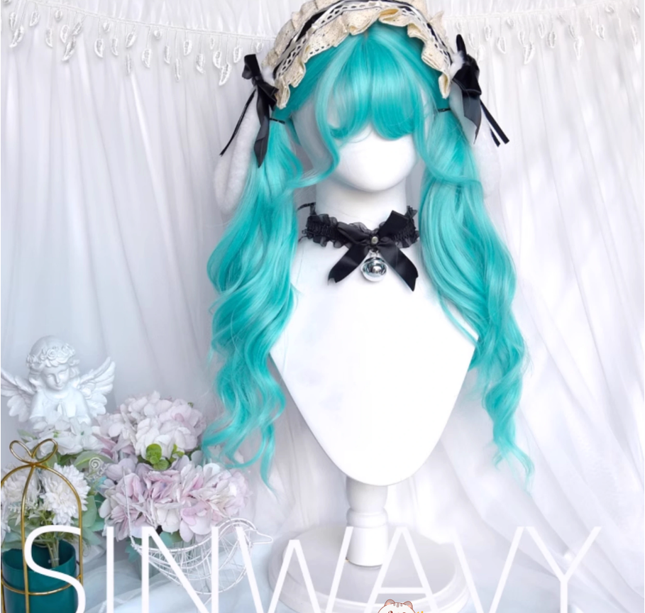 Lolita Wig Mint Green Cosplay Wig Long Curl Wig 38888:607976