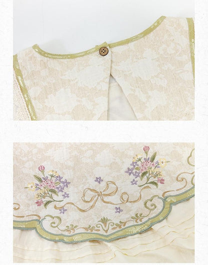 Cottagecore Dress Mori Kei Dress Set Embroidered Cotton Set 36238:527644