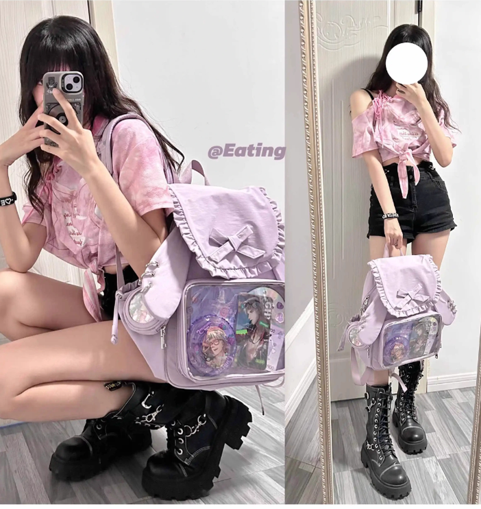 Kawaii Itabag Dual-Shoulder Backpack Bunny Ear Bag 40110:670680