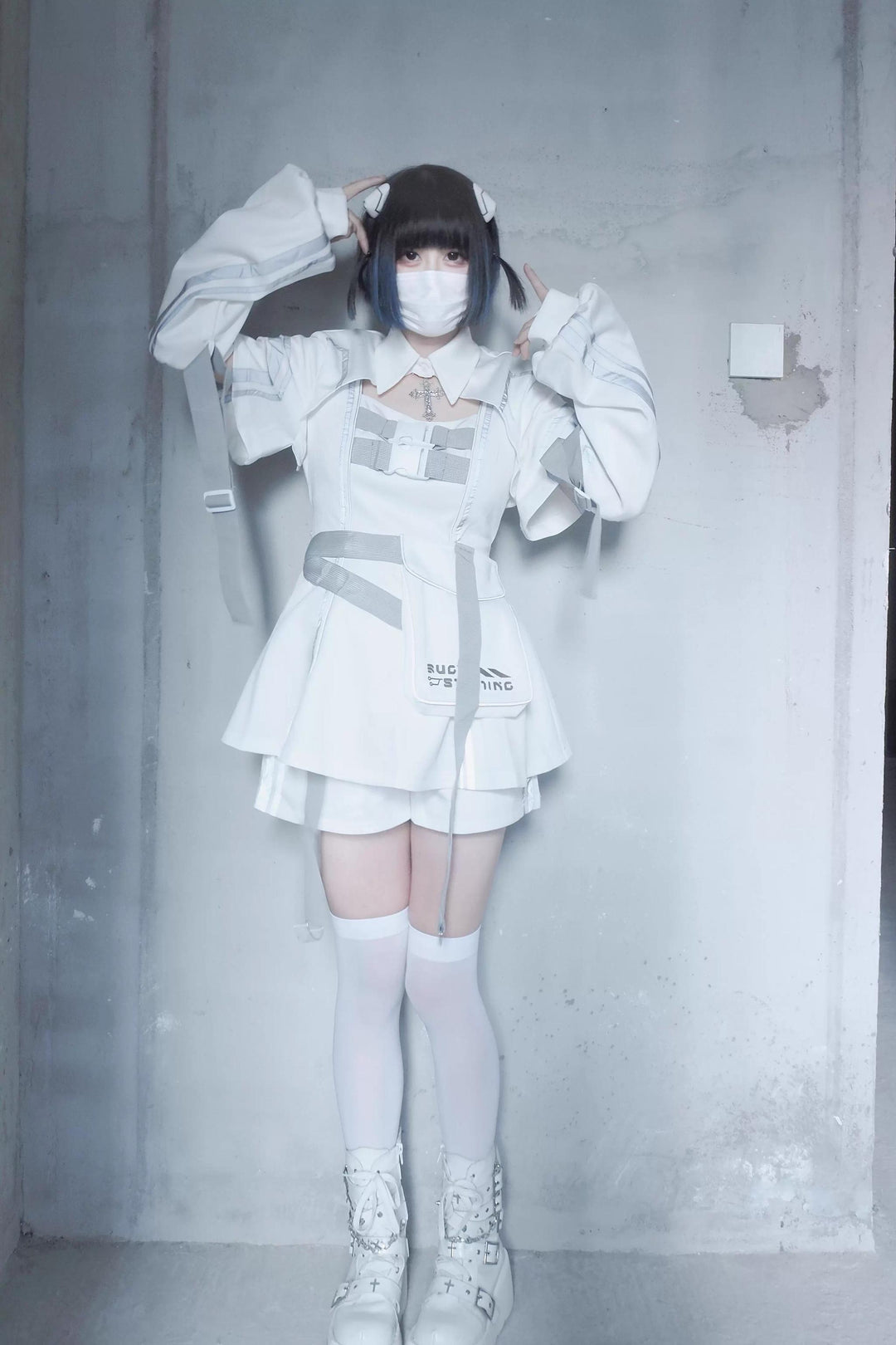 Cyberpunk Reflective Shorts Outfit, Waist Bag 43734:784973
