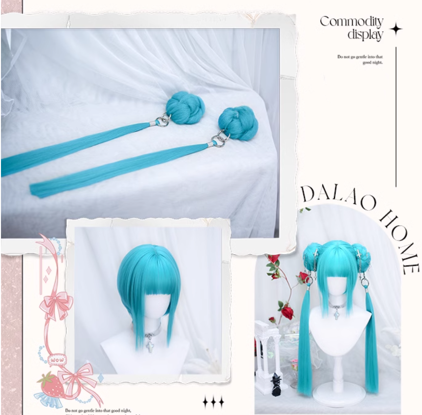 Lolita Wig Anime Wig Short Straight Hairpiece With Natural Ponytail 35882:506060