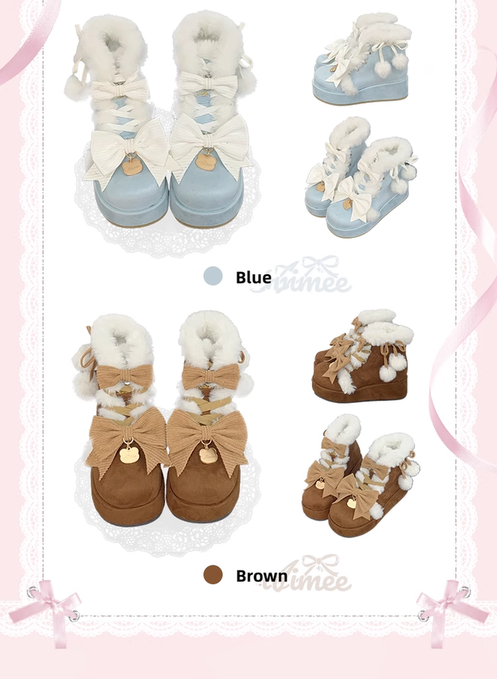 Sweet Lolita Shoes Kawaii Snow Boots Winter Platforms Shoes 41166:693690