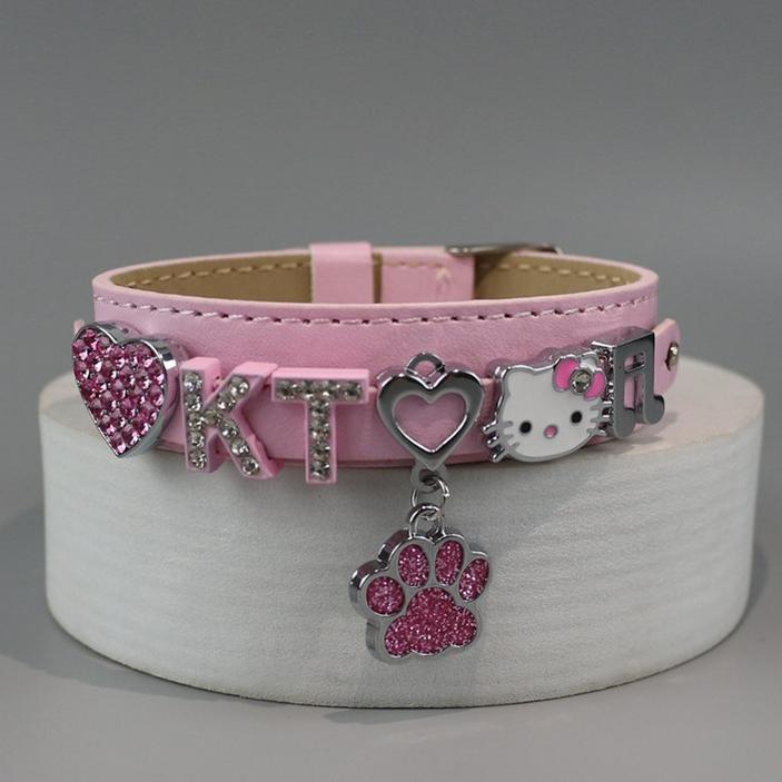 Pink & Black Y2K Cat Charm Bracelet, Snakeskin-Like 45527:853220