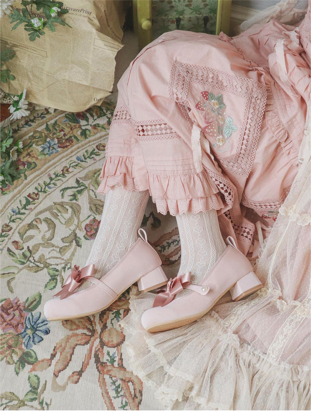 Lolita shoes Round Toe Heels Shoes Multicolors 35594:546428