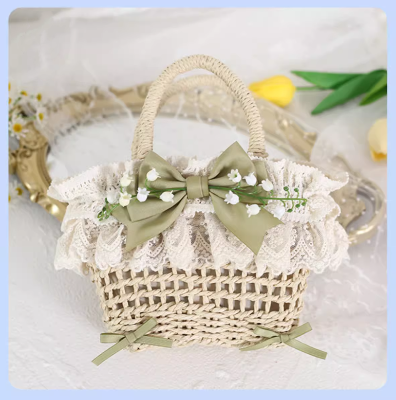 Mori Kei Bag Cottagecore Woven Bag Lolita Lace Bag 36442:522990 36442:522990