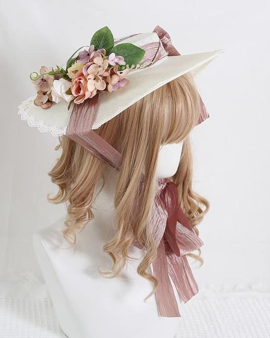 Lolita Top Hat Mori Kei Vintage Hat Elegant Linen Hat 36448:523106