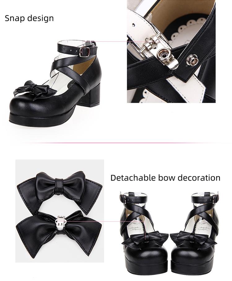 Lolita Shoes Mid Heel Shoes With Sweet Round Toe And Bow 37386:558822