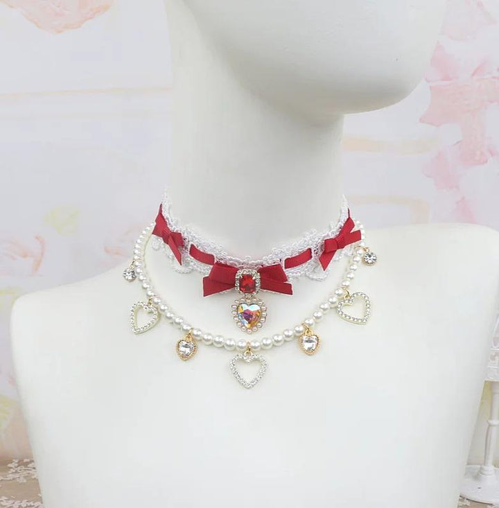 Ryousangata Heart Rhinestones Necklaces and Wrist Pieces 45072:838677