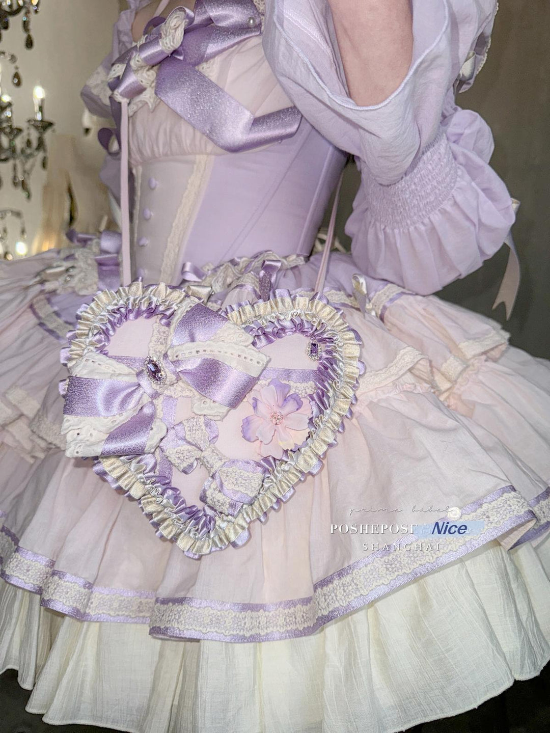 Lolita Dress Set Sweet Violet Pink Puffy Dress Corset Dress 36388:554860 36388:554860