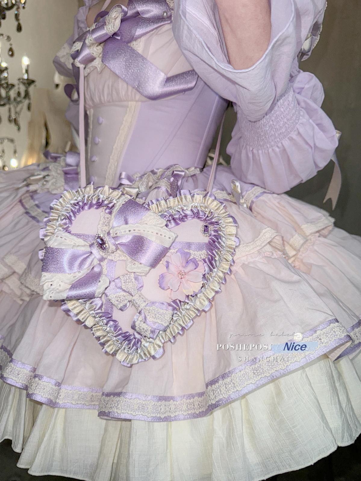 Lolita Dress Set Sweet Violet Pink Puffy Dress Corset Dress 36388:554860