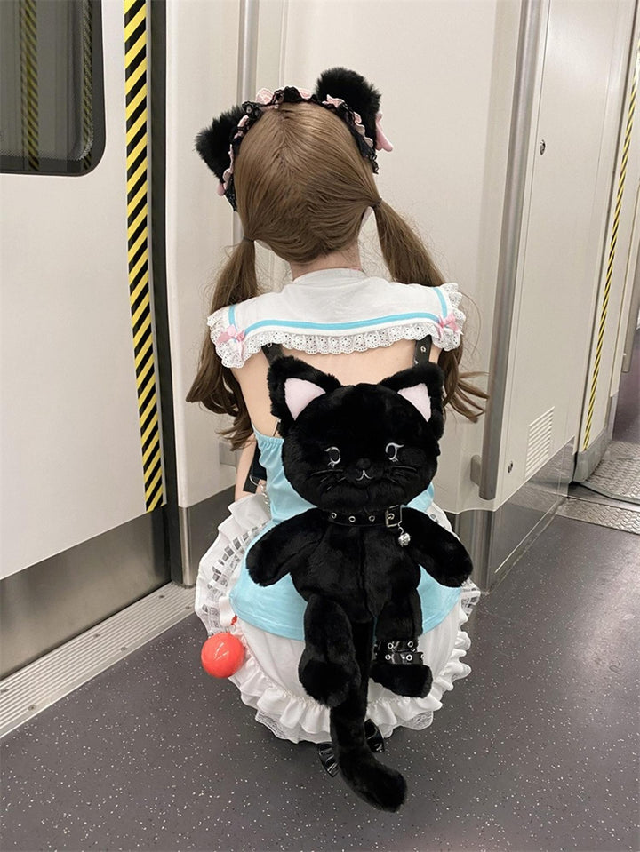 Kawaii Black Bag Devil Cat Plush Backpack 34892:482358 34892:482358